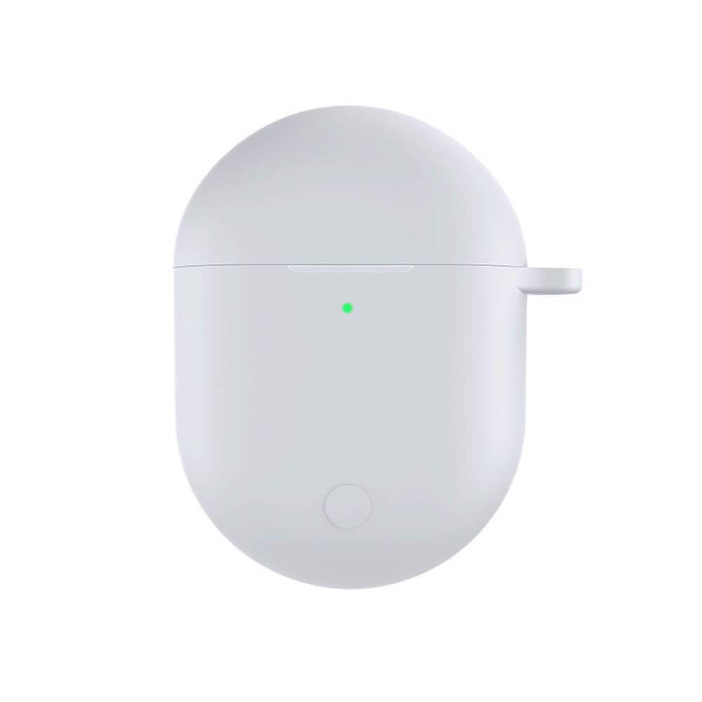 Koodmax Xiaomi Redmi Buds 3 Pro / Airdots 3 Pro Uyumlu Silikon Kılıf + Metal Kopça - Beyaz - PR12