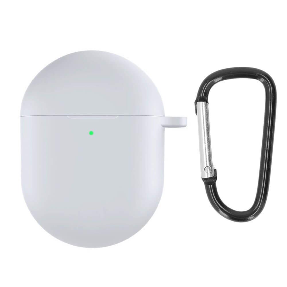 Koodmax Xiaomi Redmi Buds 4 Uyumlu Silikon Kılıf + Metal Kopça - Beyaz - PR13