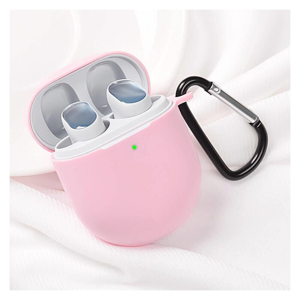 Koodmax Xiaomi Redmi Buds 4 Uyumlu Silikon Kılıf + Metal Kopça - Pembe - PR13