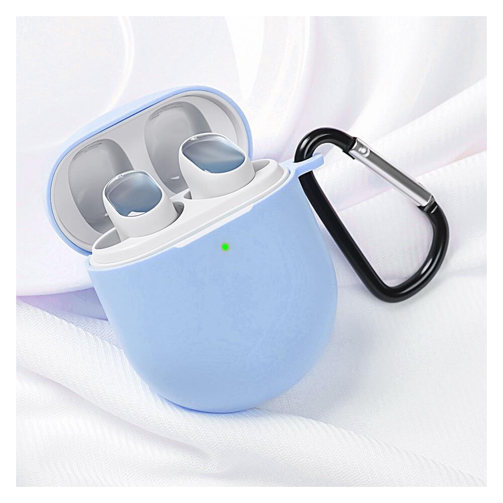 Koodmax Xiaomi Redmi Buds 4 Uyumlu Silikon Kılıf + Metal Kopça - Açık Mavi - PR13