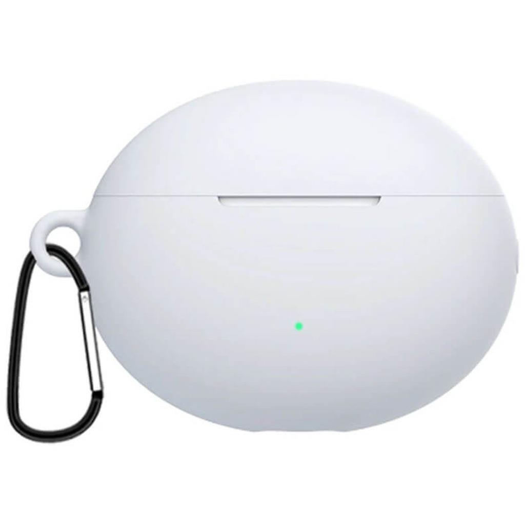 Koodmax Huawei Freebuds 4i Uyumlu Silikon Kılıf + Metal Kopça - Beyaz - PR14