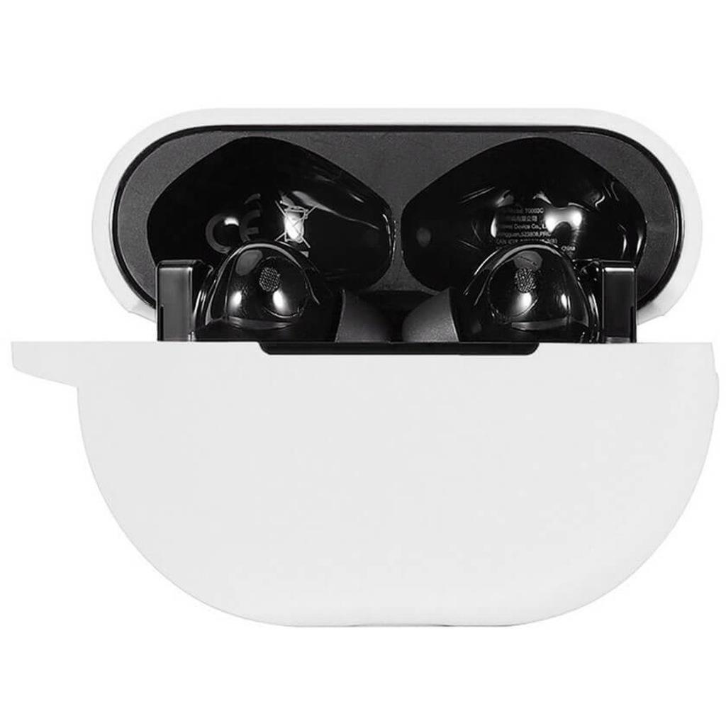 Koodmax Huawei Freebuds Pro Uyumlu Silikon Kılıf + Metal Kopça - Beyaz - PR15