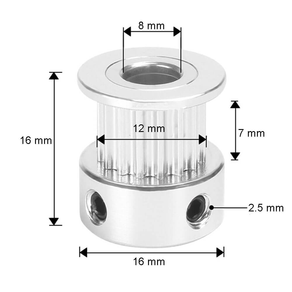 Gt2 20 Diş 8mm Alüminyum Alaşım Dişli Senkron Zamanlama Kayışı Kasnağı