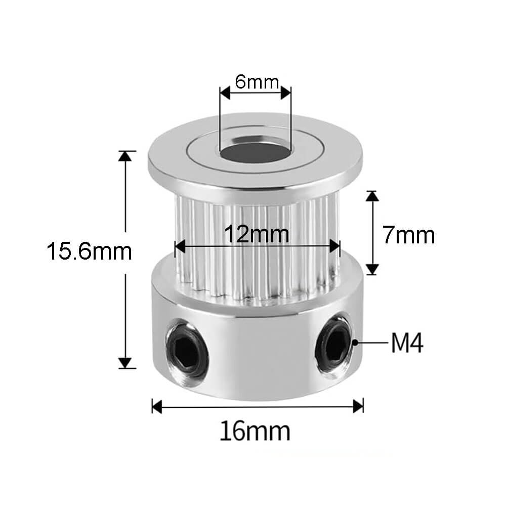 Gt2 20x16 Diş 6mm Alüminyum Alaşım Dişli Senkron Zamanlama Kayışı Kasnağı - GD194