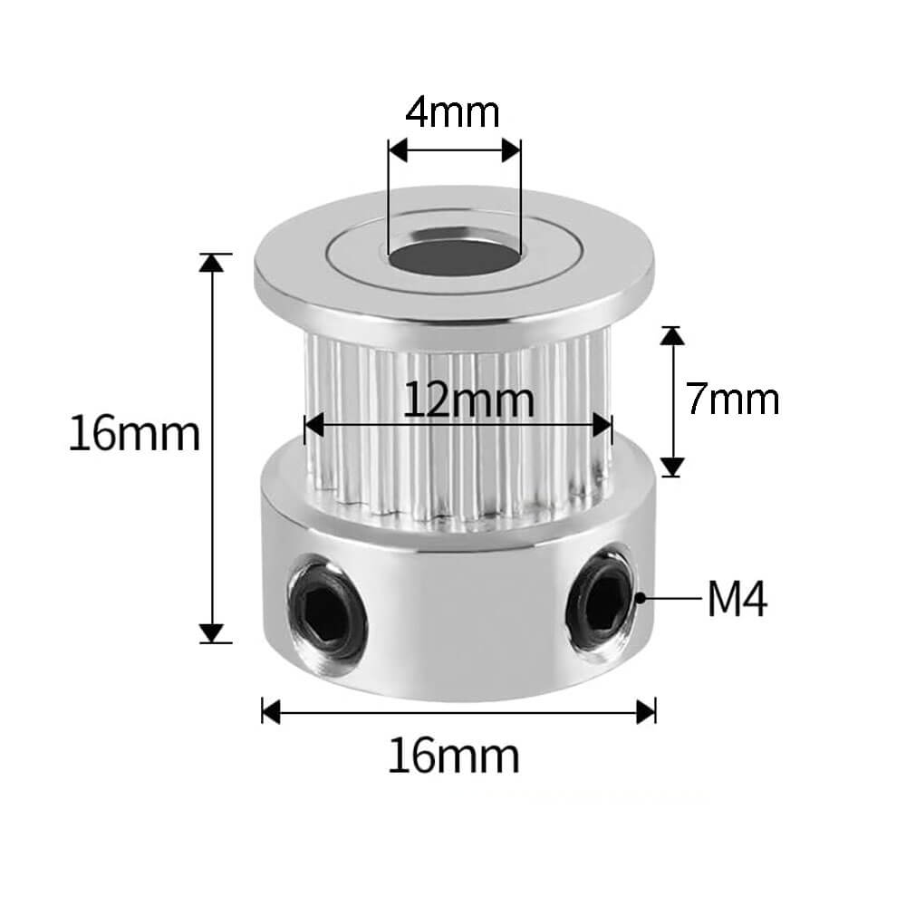 Koodmax Gt2 20x16 Diş 4mm Alüminyum Alaşım Dişli Senkron Zamanlama Kayışı Kasnağı