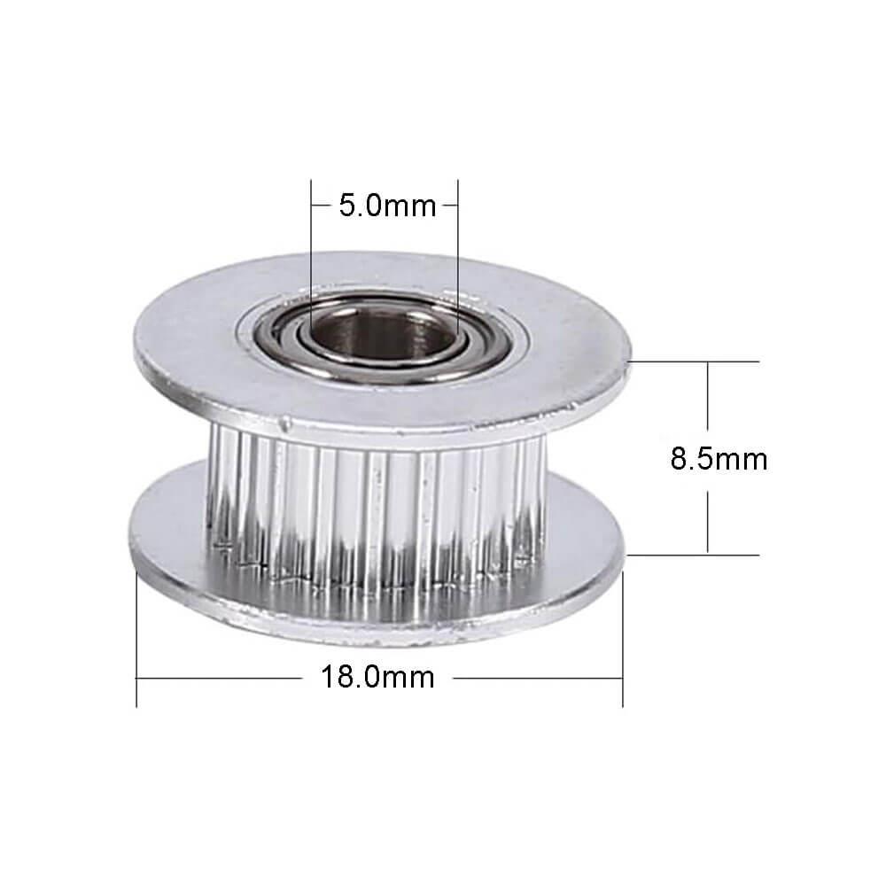 3D Yazıcı Gt2 20 Diş Avare H Tipi Kasnak Vida Deliği 5mm Kayış 6mm Rulmanlı - GD211