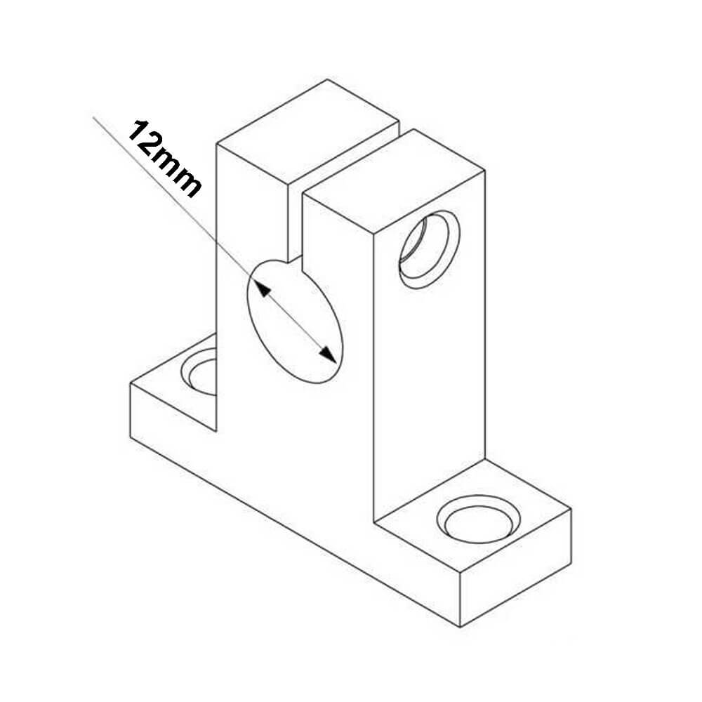 3D Yazıcı Optik Eksen Mil Tutucu Sk12 Dikey Braket