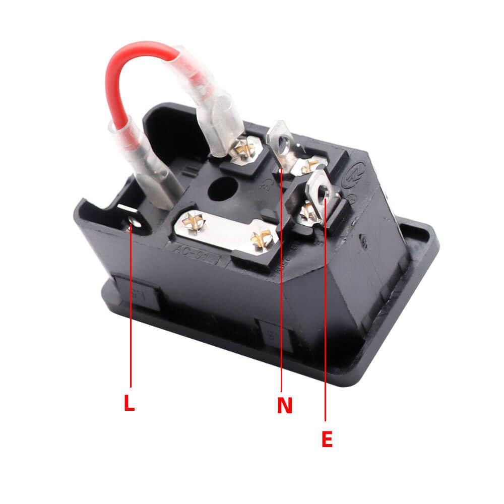 220V / 110V 10A AC Power Güç Kaynağı Konnektörü - Erkek - Sigortalı - Anahtarlı - Kablolu - GD257