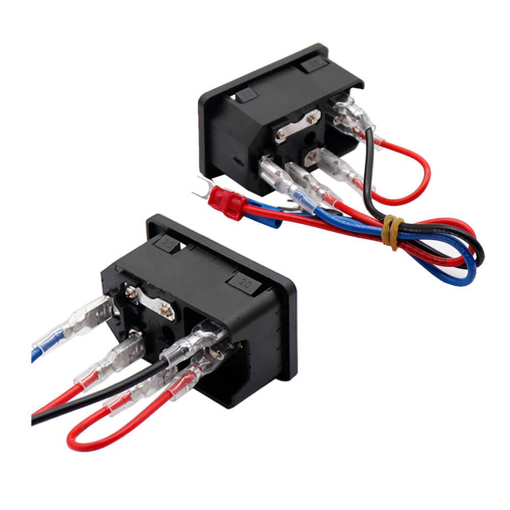 220V / 110V 10A AC Power Güç Kaynağı Konnektörü - Erkek - Sigortalı - Anahtarlı - Kablolu - GD257