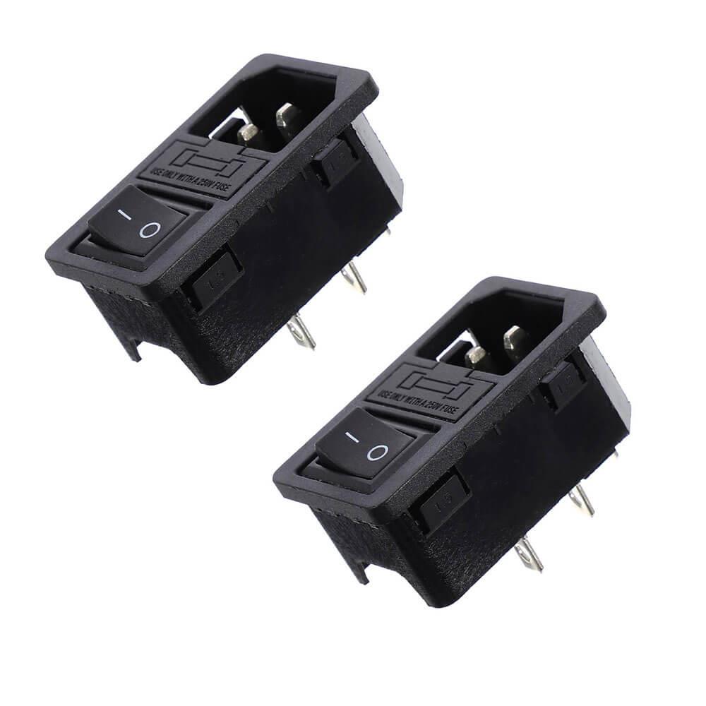 220V / 110V 10A AC Power Güç Kaynağı Konnektörü - Erkek - Sigortalı - Anahtarlı - GD258