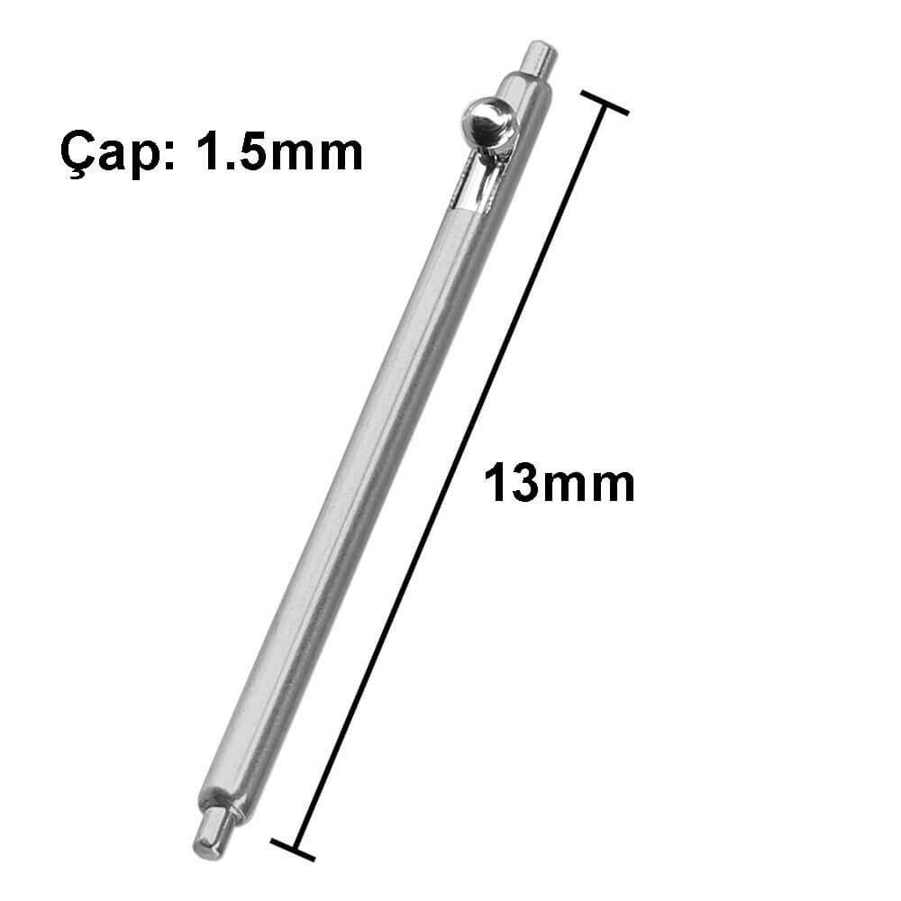 Paslanmaz Çelik Yaylı Otomatik Boynuzlu Kol Saati Kordon Bağlantı Pimi Susta - 1.5mm 13mm - Pims1