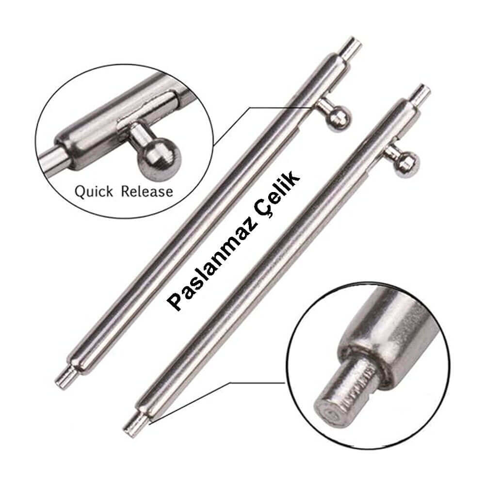 Paslanmaz Çelik Yaylı Otomatik Boynuzlu Kol Saati Kordon Bağlantı Pimi Susta - 1.5mm 24mm - Pims1