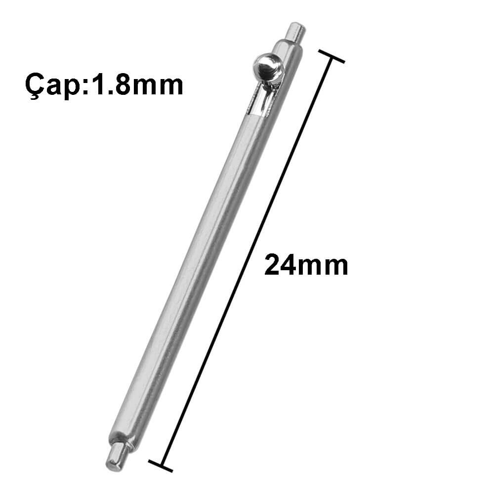 Paslanmaz Çelik Yaylı Otomatik Boynuzlu Kol Saati Kordon Bağlantı Pimi Susta - 1.8mm 24mm - Pims2