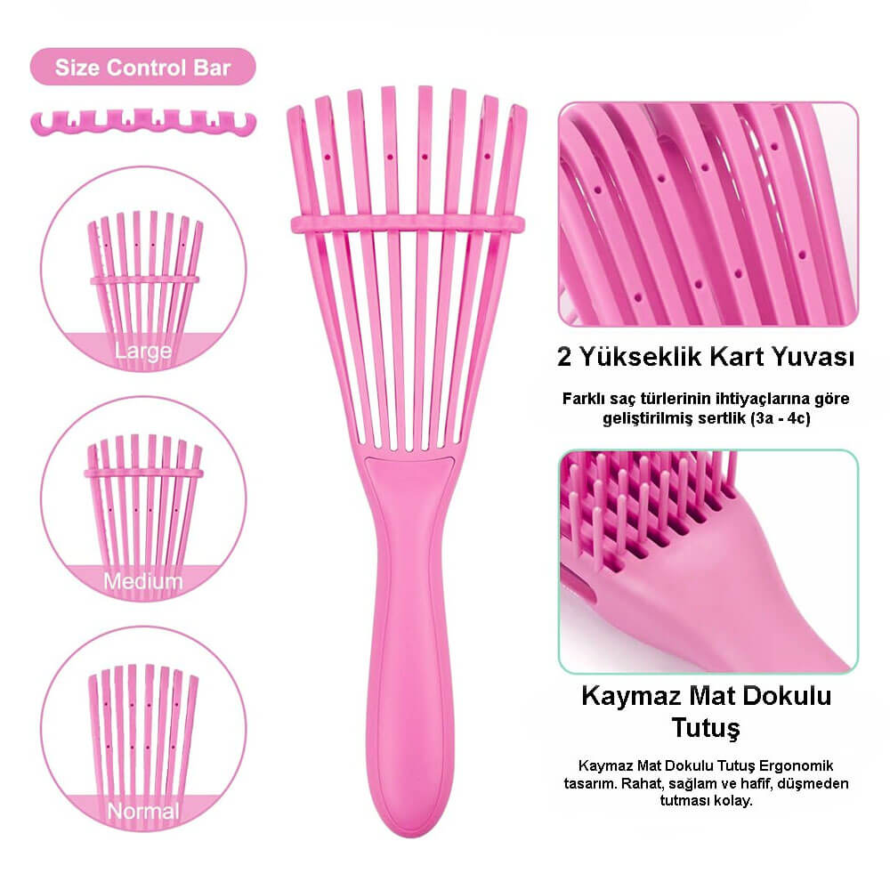 8 Pençe Ahtapot Tarak Fırça Dolaşık Önleyici Saç Açma ve Tarama Fırçası Masaj Tarağı - Pembe - HG4