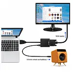 Hdmi To Vga Kablo Çevirici Dönüştürücü + Ses