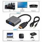 Hdmi To Vga Kablo Çevirici Dönüştürücü + Ses