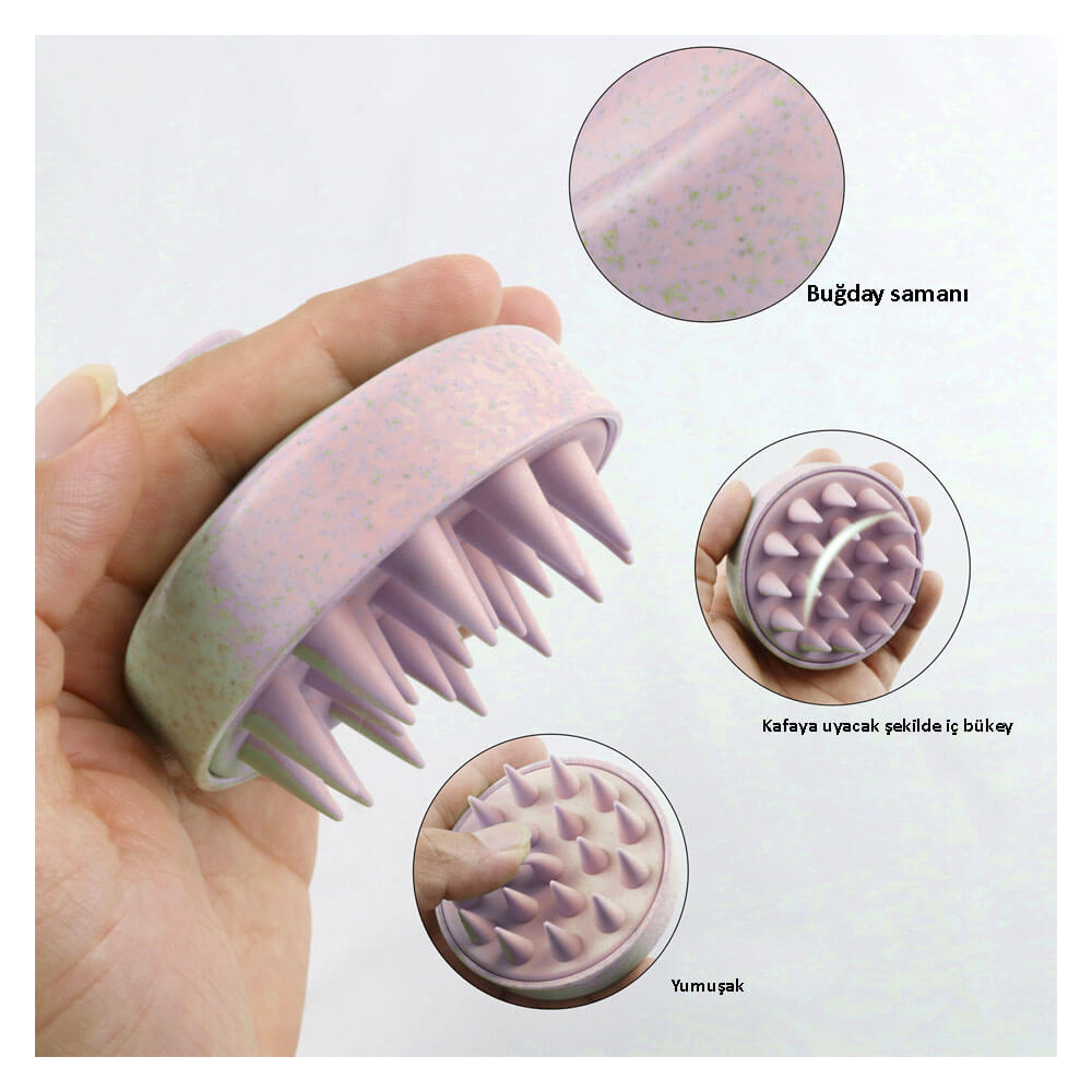 Duş Tarağı Yumuşak Silikon Saç Yıkama Saç Derisi Masaj Tarağı - Pembe - HG10