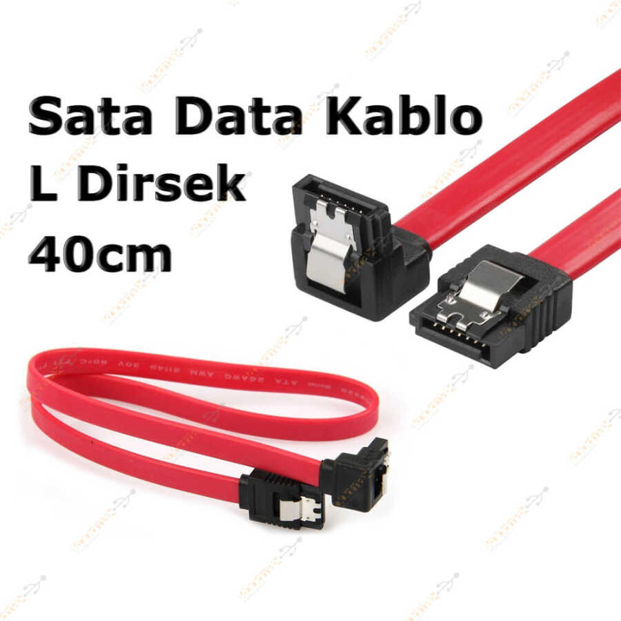 40 cm Sata Data Kablo - 90 Derece - Metal Klip