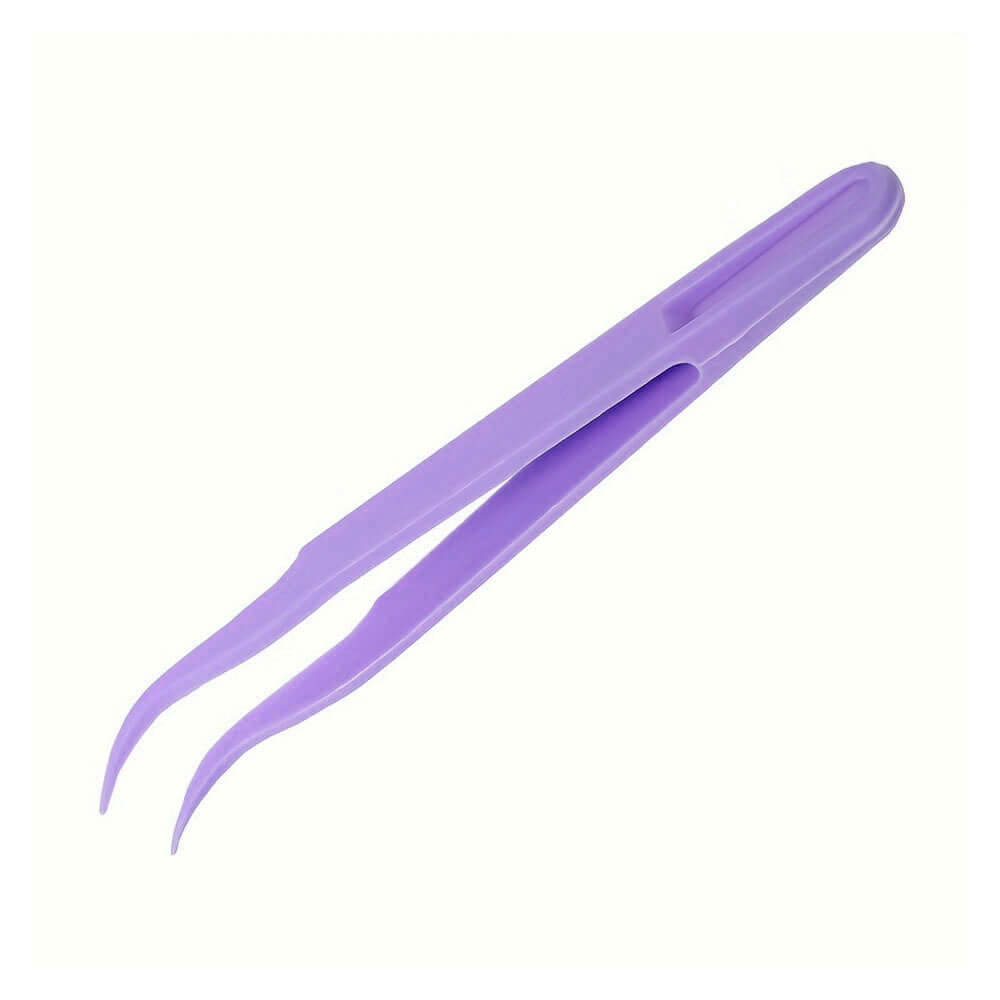 Koodmax Hassas Elektronik ve El Sanatları Tamir Cımbızı Sert Plastik 12cm Kavisli Cımbız Mor - TW3