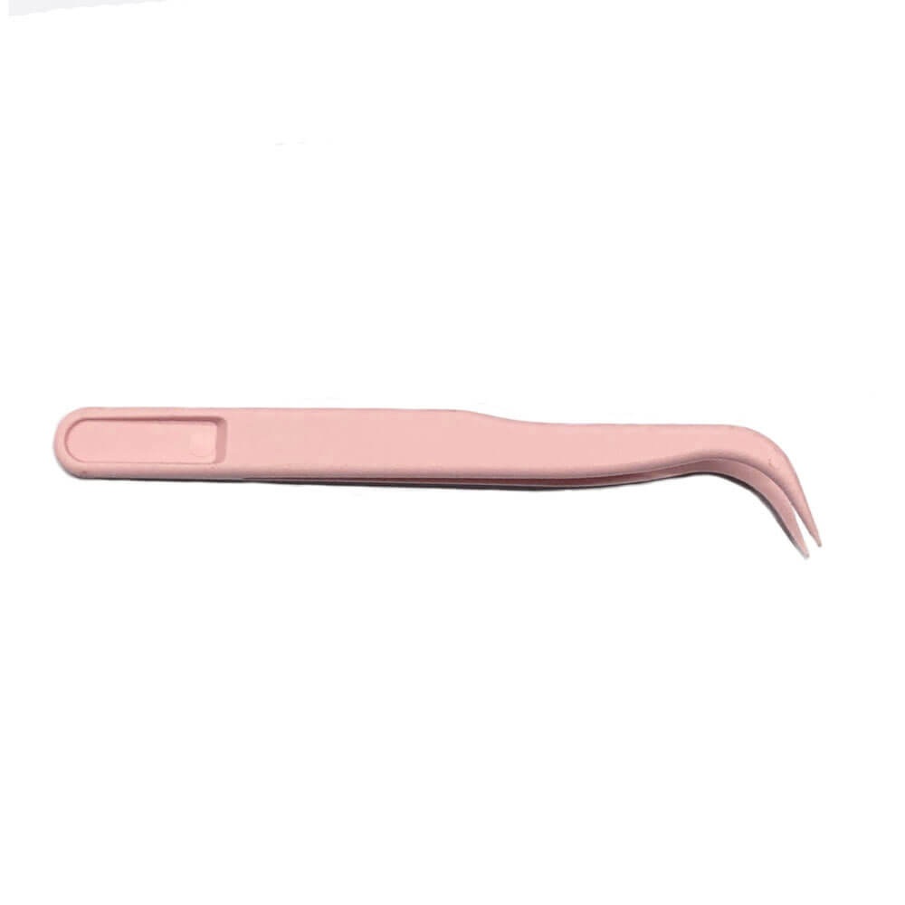 Koodmax Hassas Elektronik ve El Sanatları Tamir Cımbızı Sert Plastik 11cm Kavisli Cımbız Açık Pembe-TW5