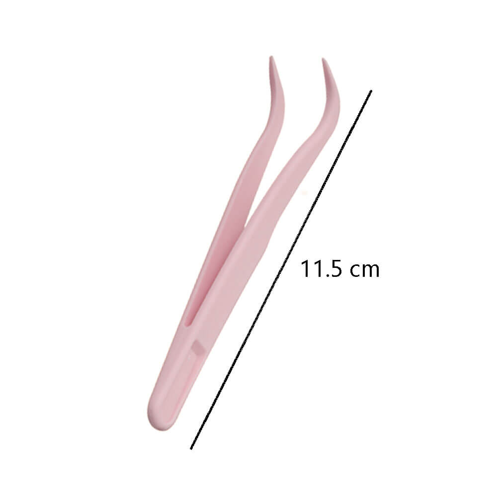 Koodmax Hassas Elektronik ve El Sanatları Tamir Cımbızı Sert Plastik 11cm Kavisli Cımbız Açık Pembe-TW5