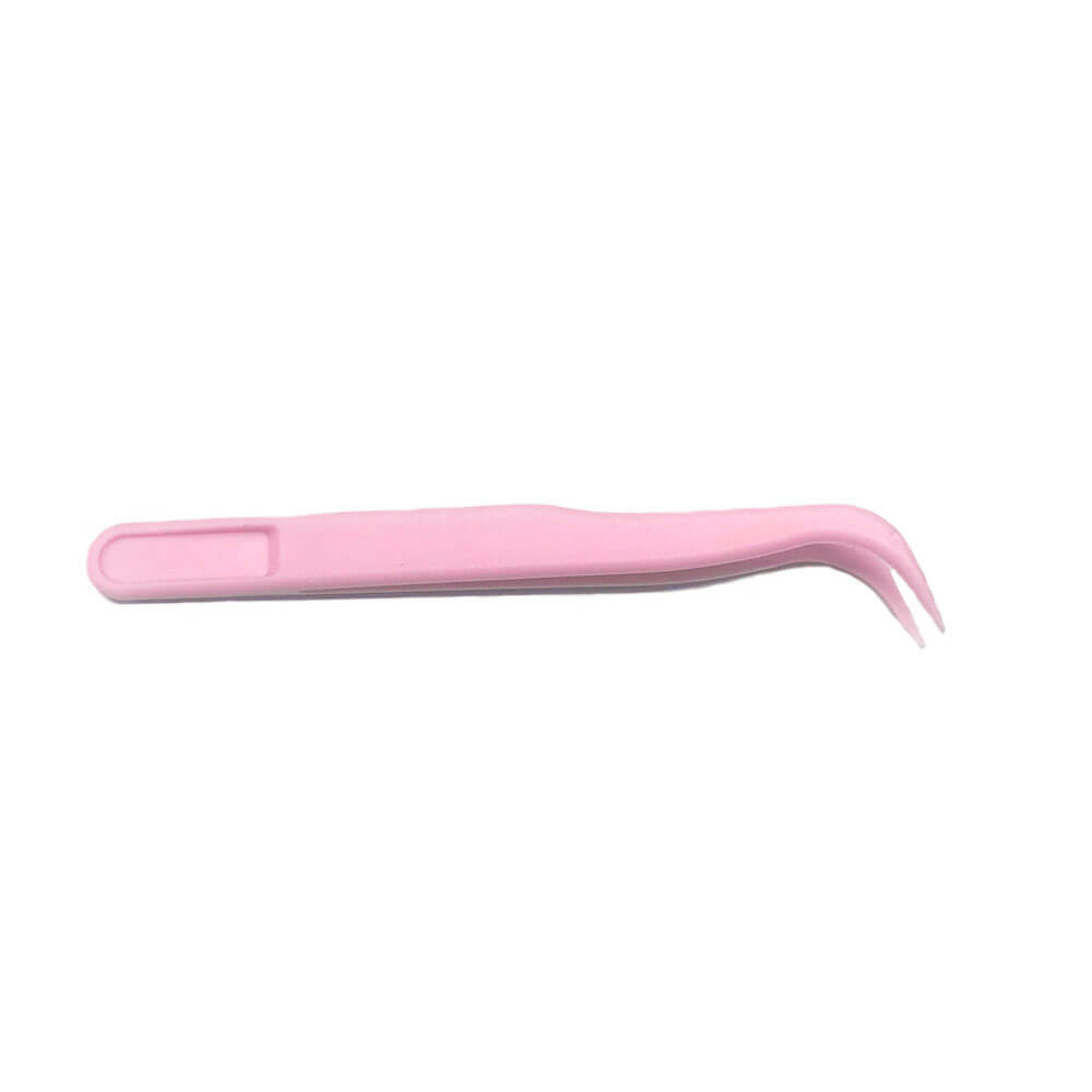 Koodmax Hassas Elektronik ve El Sanatları Tamir Cımbızı Sert Plastik 11cm Kavisli Cımbız Pembe-TW5