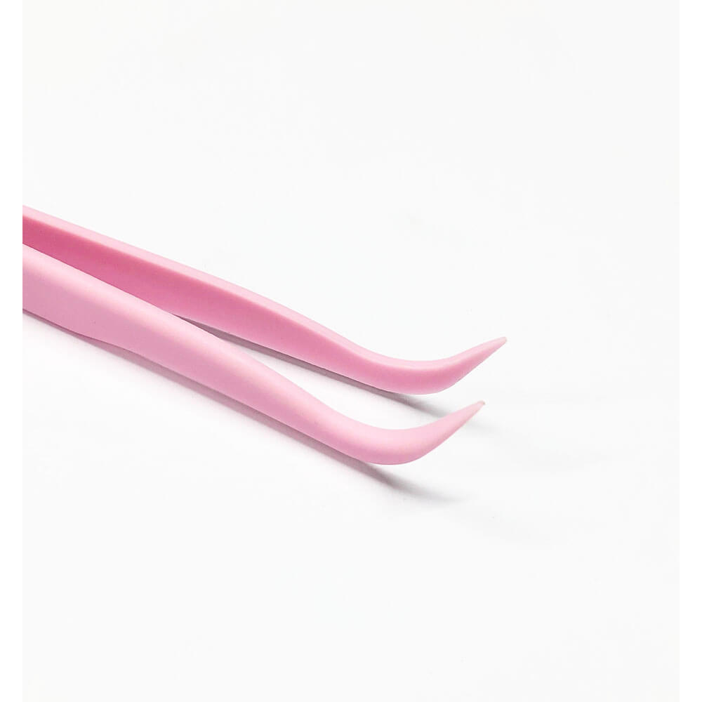 Koodmax Hassas Elektronik ve El Sanatları Tamir Cımbızı Sert Plastik 11cm Kavisli Cımbız Pembe-TW5