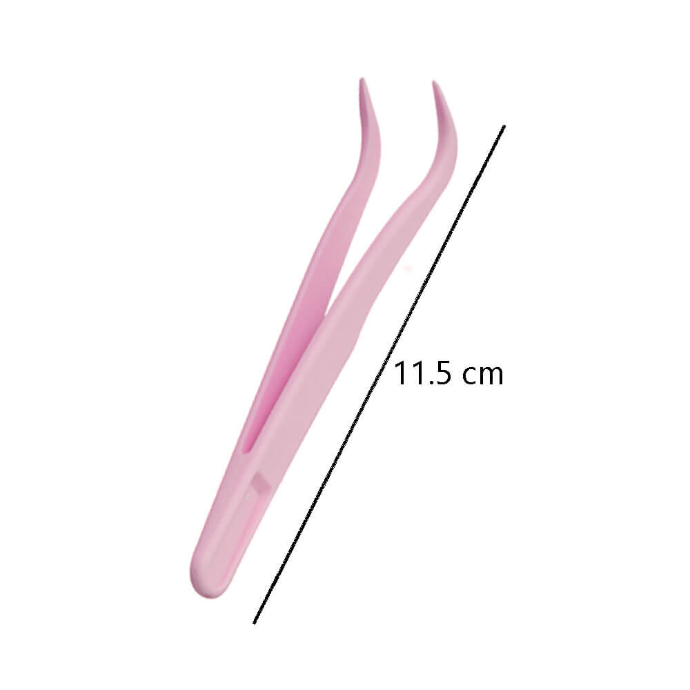 Koodmax Hassas Elektronik ve El Sanatları Tamir Cımbızı Sert Plastik 11cm Kavisli Cımbız Pembe-TW5