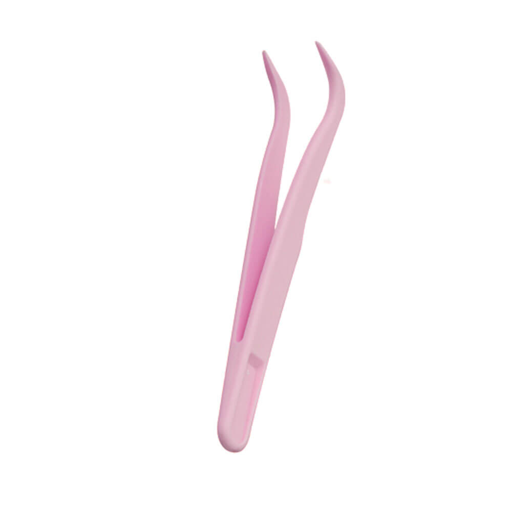 Koodmax Hassas Elektronik ve El Sanatları Tamir Cımbızı Sert Plastik 11cm Kavisli Cımbız Pembe-TW5