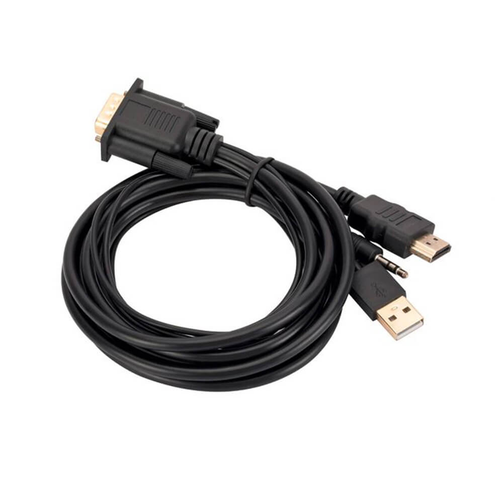 Koodmax - Vga to Hdmi Kablo Çevirici Dönüştürücü 3.5mm Ses ve Usb Güç Destekli - 1080P - 3 Metre - BA20