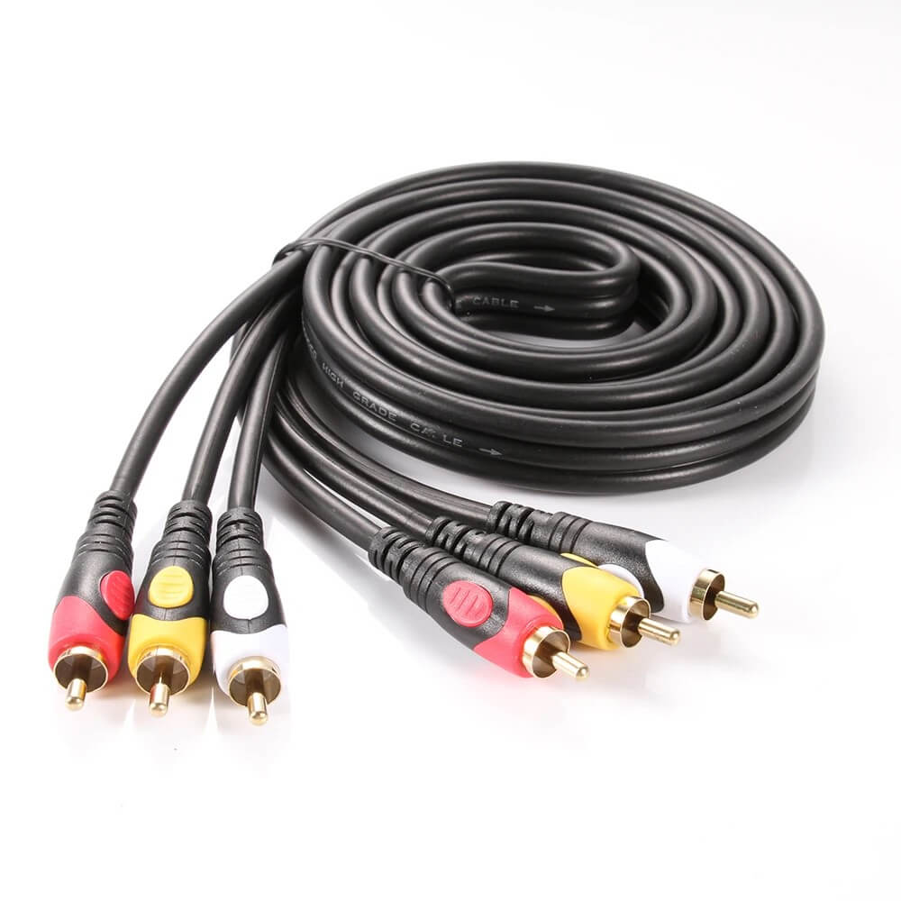 Koodmax - 3RCA Erkek to 3 Rca Lale Tos Scart Kompozit Ses Video Av Kablosu - 3 Metre - YH3
