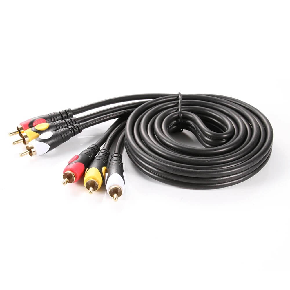 Koodmax - 3RCA Erkek to 3 Rca Lale Tos Scart Kompozit Ses Video Av Kablosu - 3 Metre - YH3