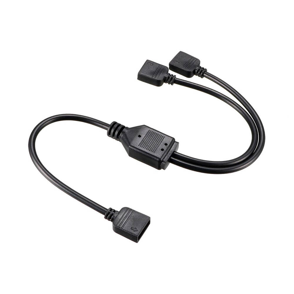 CoolMoon - 2 Port 5V 3Pin ARGB Led Splitter Çoklayıcı Kablo - 5V 3Pin Uzatma Kablosu (1 Dişi to 2 Dişi) - Siyah - RG7