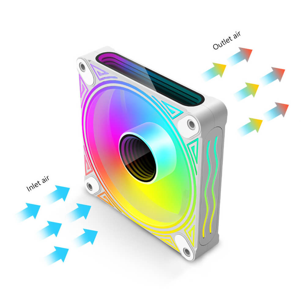 CoolMoon - DM1 12cm Kasa Fanı 5V 3Pin ARGB Aura Sync 12V 4Pin Pwm Soğutucu Fan - 120mm - Beyaz - KG14