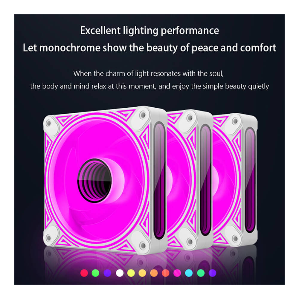 CoolMoon - DM1 12cm Kasa Fanı 5V 3Pin ARGB Aura Sync 12V 4Pin Pwm Soğutucu Fan - 120mm - Beyaz - KG14