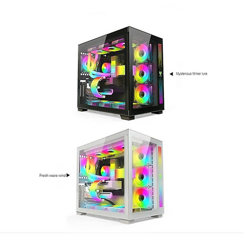 CoolMoon - DM1 12cm Kasa Fanı 5V 3Pin ARGB Aura Sync 12V 4Pin Pwm Soğutucu Fan - 120mm - Beyaz - KG14