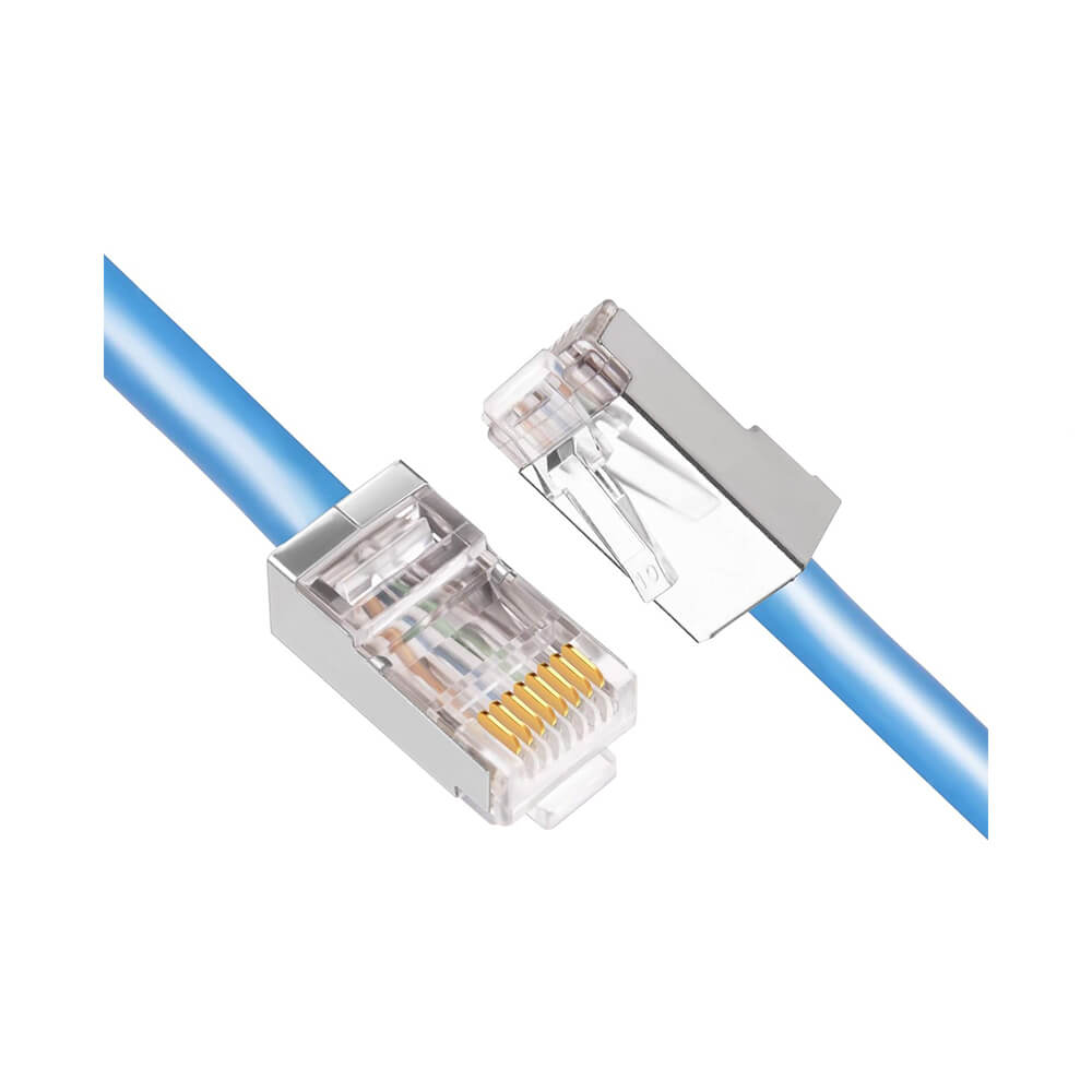 Koodmax - 3U" Gold Plated STP CAT5E RJ45 Metal Konnektör - 8P8C Ethernet Kablo Ucu Konnektörü Jack - BL10