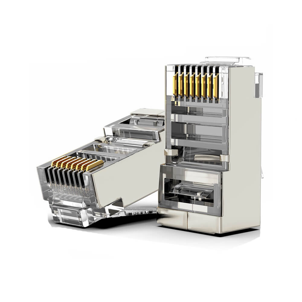 Koodmax - 3U" Gold Plated CAT6 RJ45 Metal Konnektör - 8P8C Ethernet Kablo Ucu Konnektörü Jack - BL14