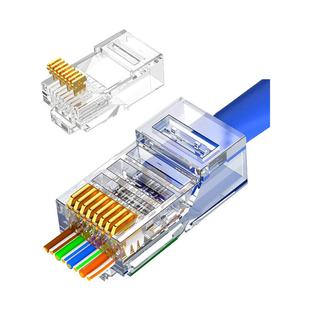 Koodmax - 3U" Gold Plated CAT6 RJ45 Delikli Konnektör - 8P8C Yeni Nesil EZ Konnektör Uç Jack - BL16 (BL14)