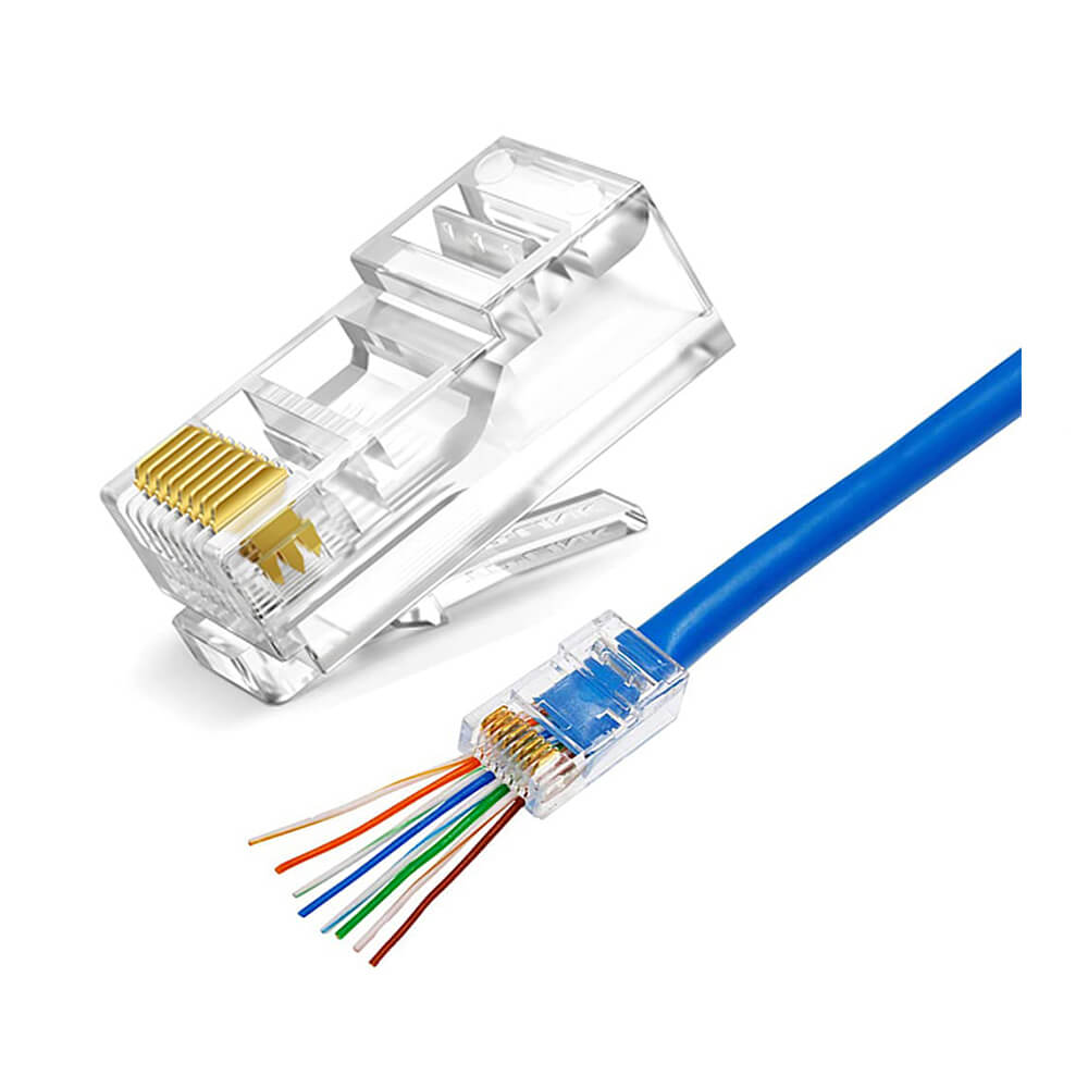 Koodmax - 3U" Gold Plated CAT6 RJ45 Delikli Konnektör - 8P8C Yeni Nesil EZ Konnektör Uç Jack - BL16 (BL14)