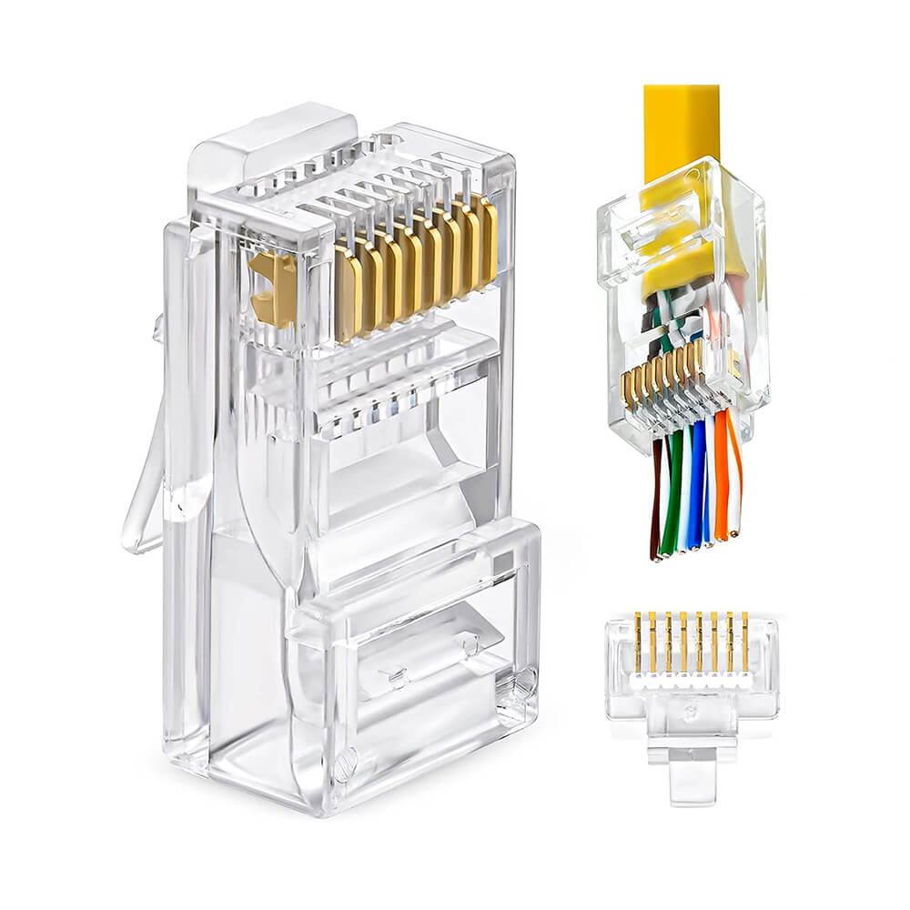 Koodmax - 3U" Gold Plated CAT6 RJ45 Delikli Konnektör - 8P8C Yeni Nesil EZ Konnektör Uç Jack - BL16 (BL14)