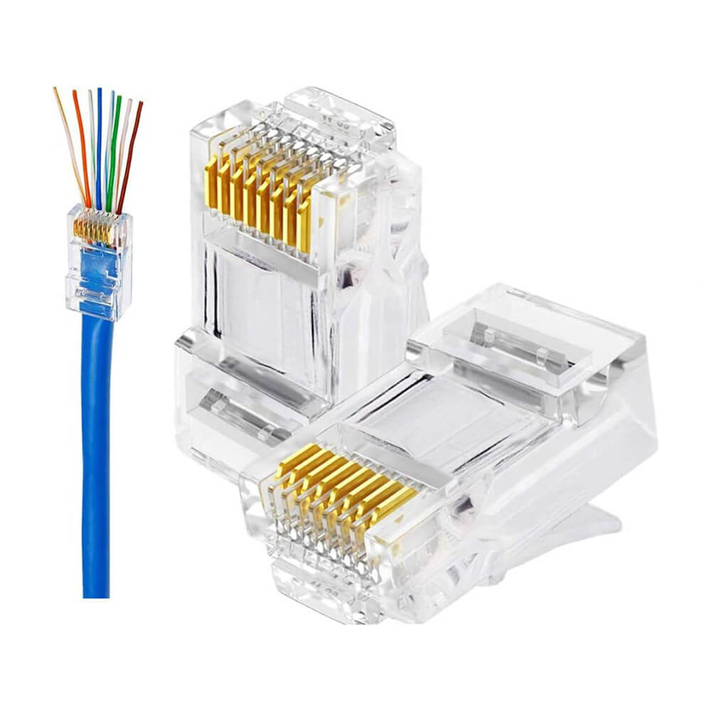 Koodmax - 3U" Gold Plated CAT6 RJ45 Delikli Konnektör - 8P8C Yeni Nesil EZ Konnektör Uç Jack - BL16 (BL14)