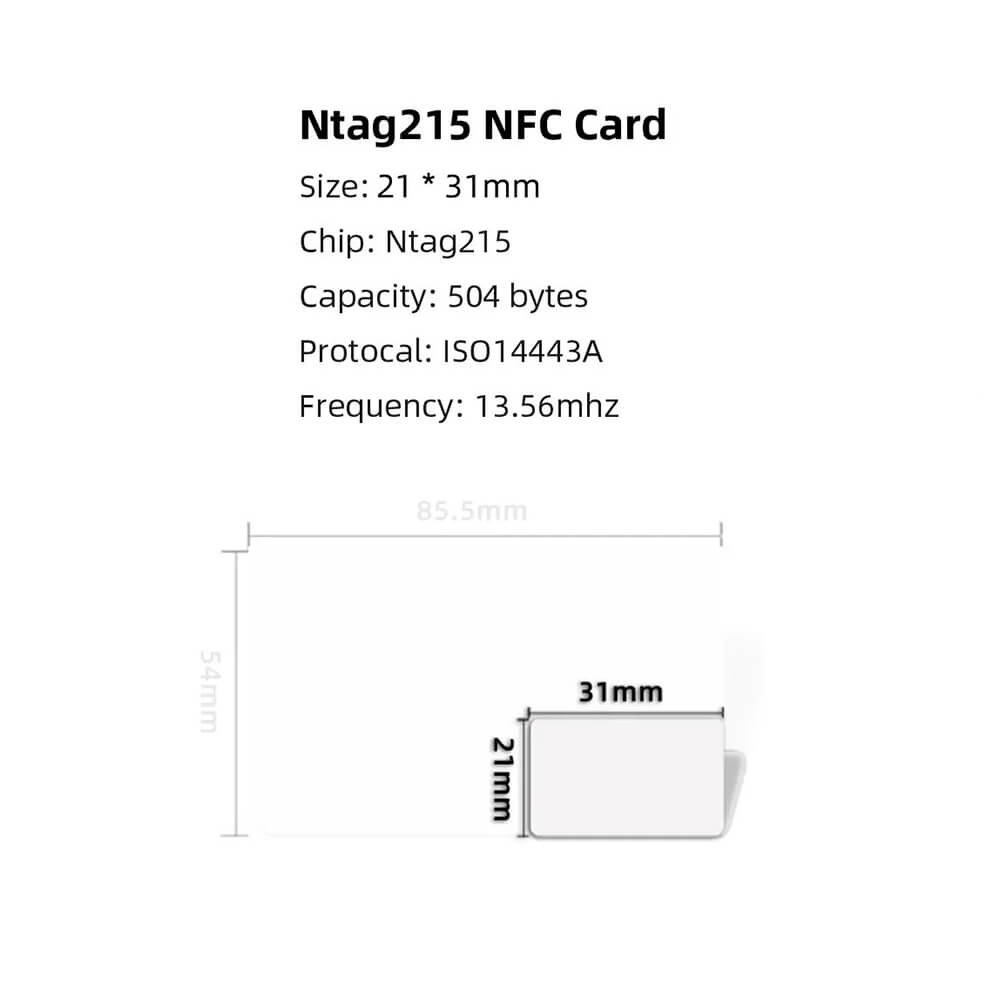 Ntag215 NFC Kart - 13.56Mhz 504 Byte 21*31mm - Yeniden Yazılabilir Tagmo Amiibo Uyumlu - ISO14443A