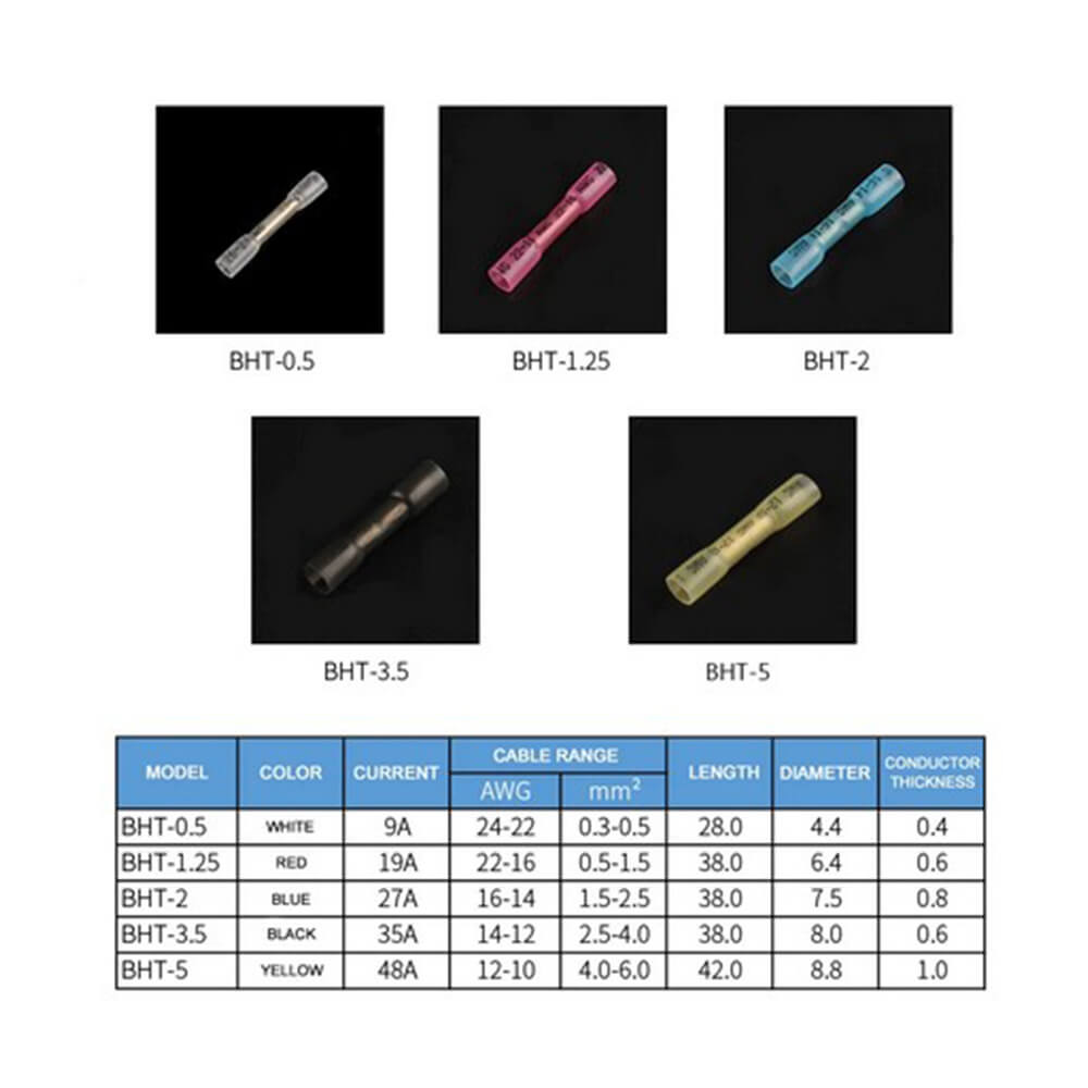 Koodmax - BHT-05 Isıyla Daralan Makaron 9A 0.3-0.5mm² Su Geçirmez Konnektör - Sarı - YH17