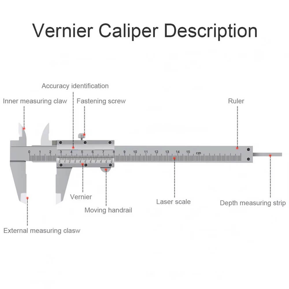 150mm / 0.02mm Paslanmaz Çelik Mekanik Kumpas - Sürgülü Manuel Kumpas