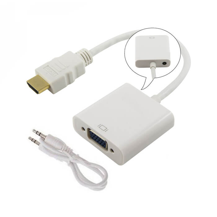 Hdmi to VGA Çevirici Kablo + Ses - Beyaz - hb %12