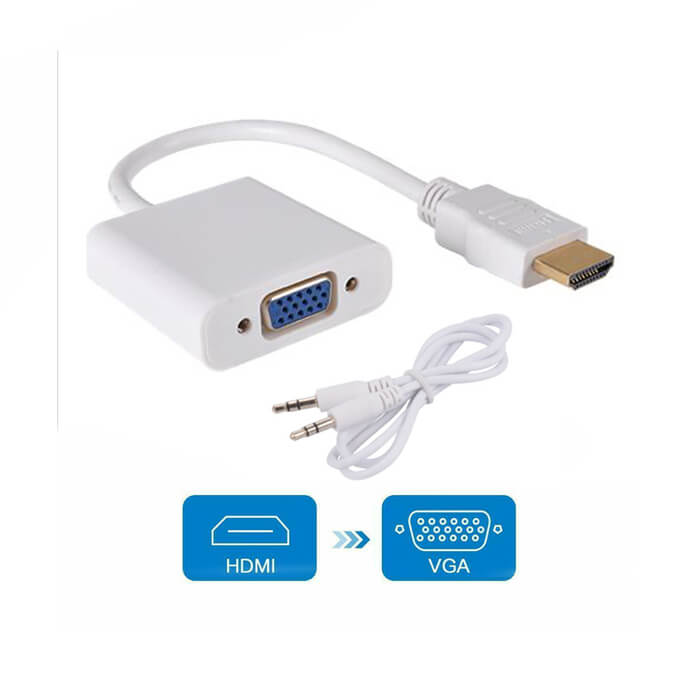 Hdmi to VGA Çevirici Kablo + Ses - Beyaz - hb %12