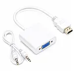 Hdmi to VGA Çevirici Kablo + Ses - Beyaz - hb %12