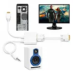 Hdmi to VGA Çevirici Kablo + Ses - Beyaz - hb %12