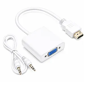 Hdmi to VGA Çevirici Kablo + Ses - Beyaz - hb %12